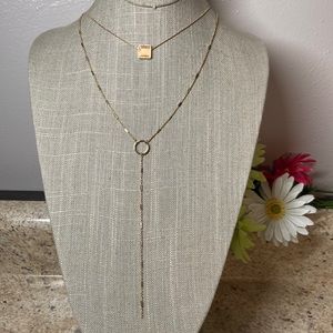 🔥3/$18🔥 ANNE TAYLOR FACTORY gold toned double layer Y necklace
